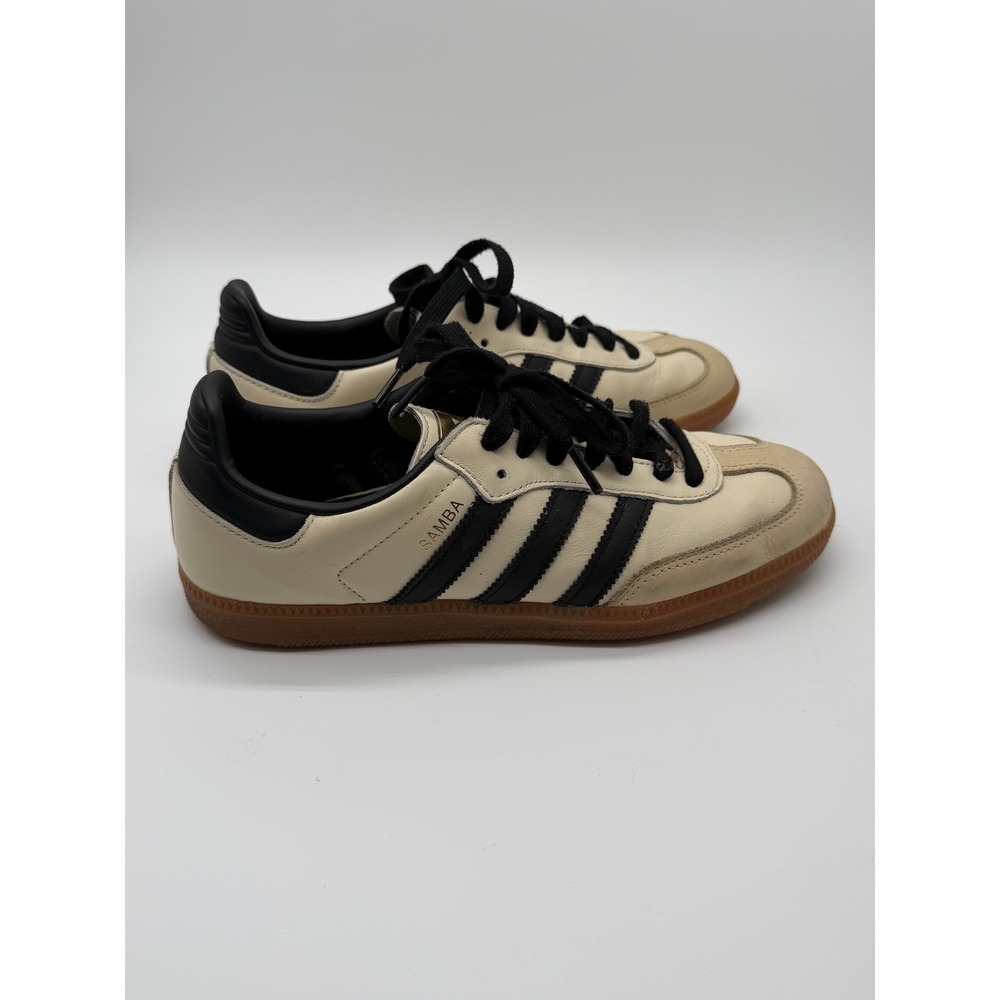 Adidas Samba Sneakers Womens 8.5 Cream Black Sand Strata Retro Low Top - Picture 4 of 9